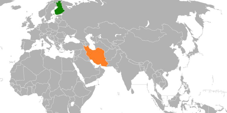 موقعیت جغرافیایی ایران و فنلاند در نقشه